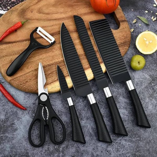 Hot Selling Sharp and durable stainless steel blade 6-piece Non stick kitchen cutter knife set Material - Image 2